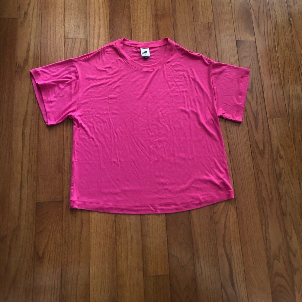 NWOT CAbi Relaxed Tee Crew Neck Hot Pink Oversized Cropped Summer Vacation M - Picture 5 of 10